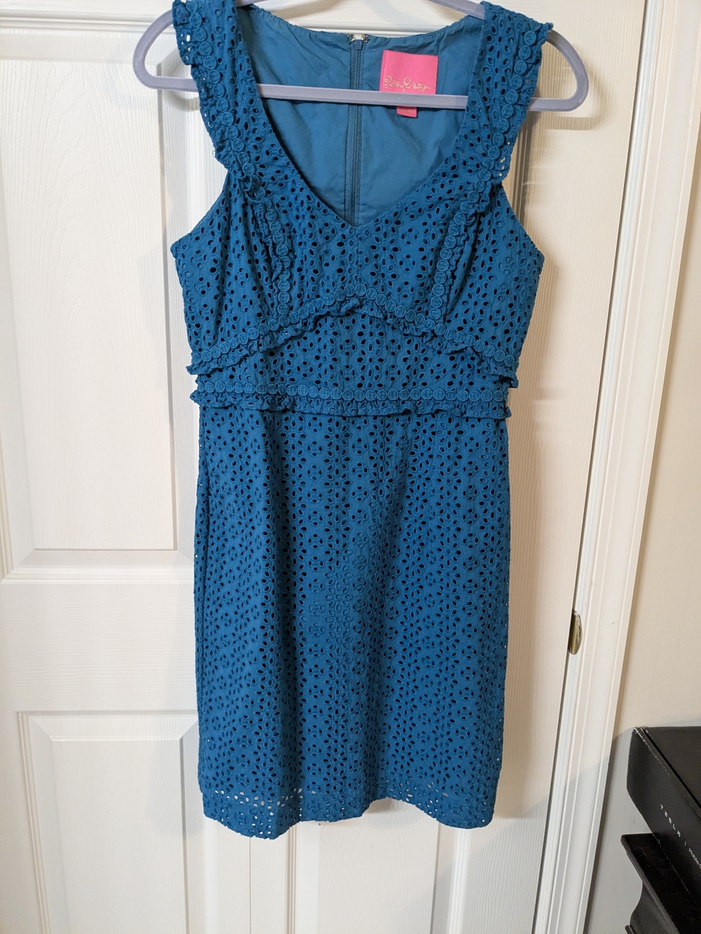 Lilly Pulitzer Kaylee Teal Eyelet Dress Size 4